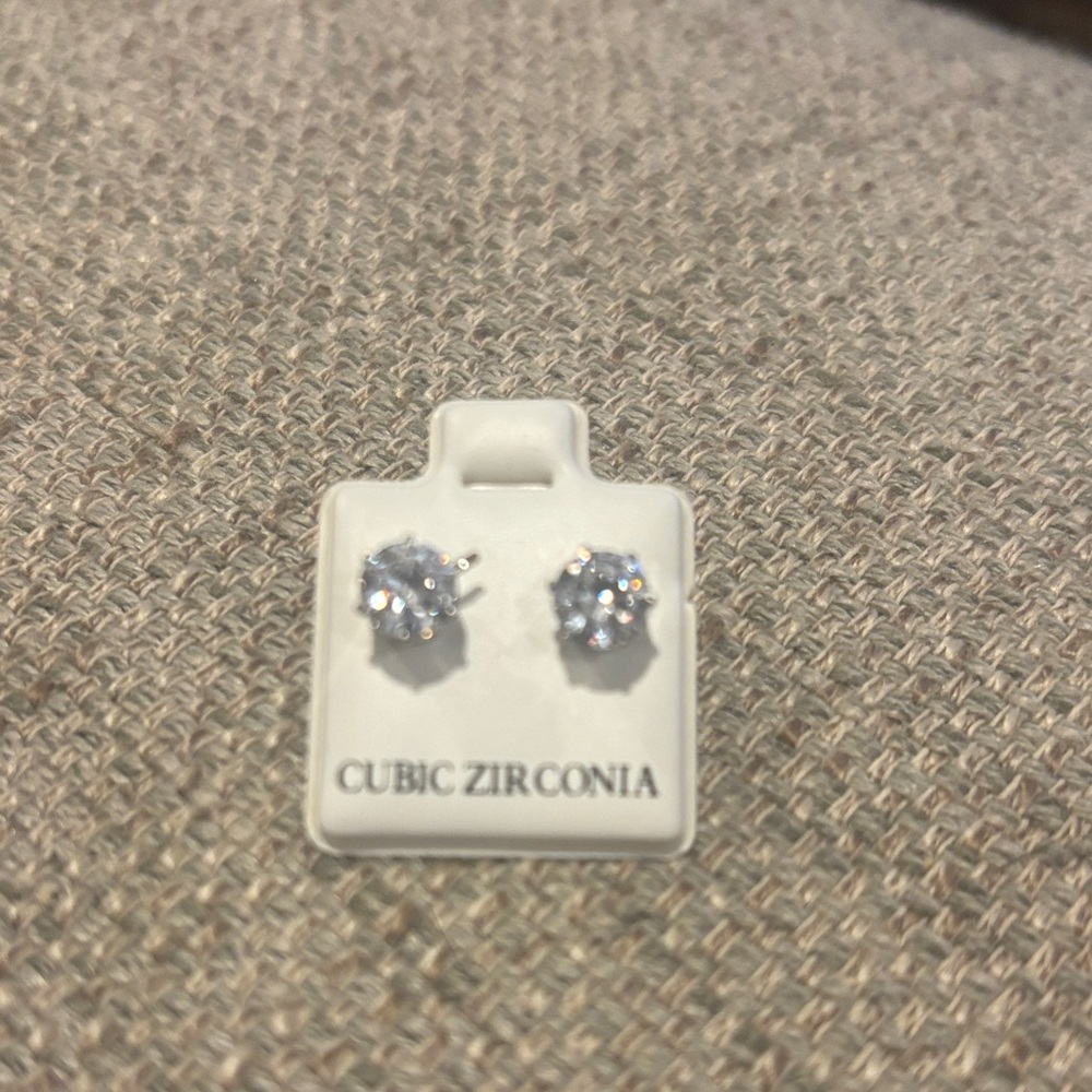 Cubic Zirconia Silver Stud Earrings